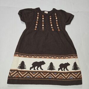 Gymboree Girls Brown Bear Fair Isle Knit Sweater Dress 4T Montana Mountain